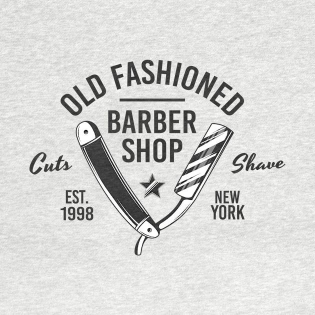 Barbershop print with razor blade. Monochrome retro design. by DenysHolovatiuk